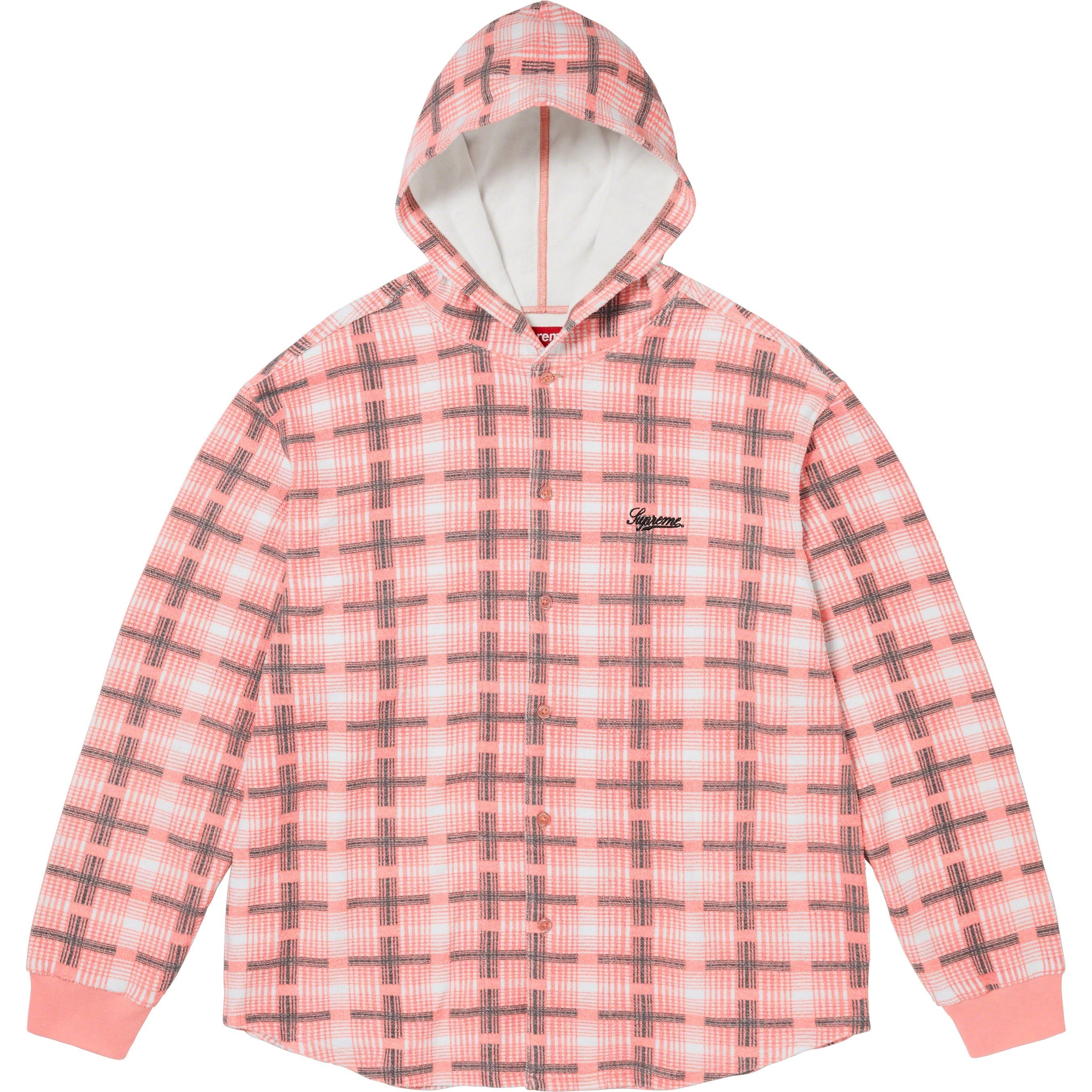 Hooded Plaid Knit Shirt view 6